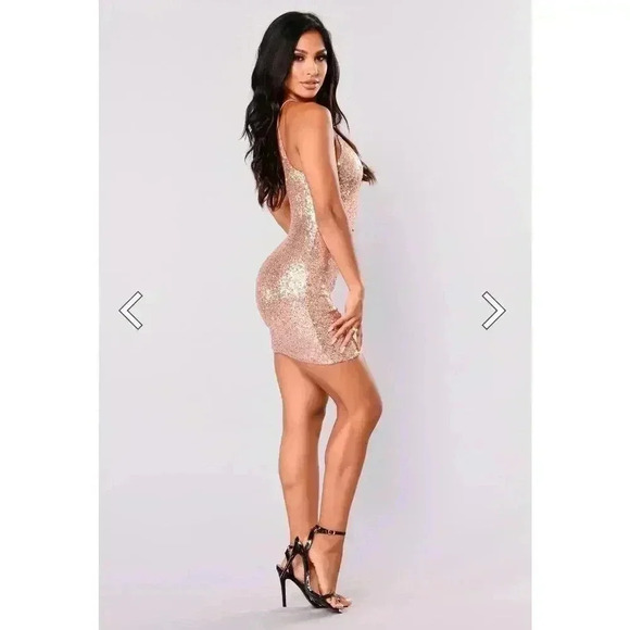 Fashion Nova Champagne Holiday Sequin Dress - Picture 4 of 6